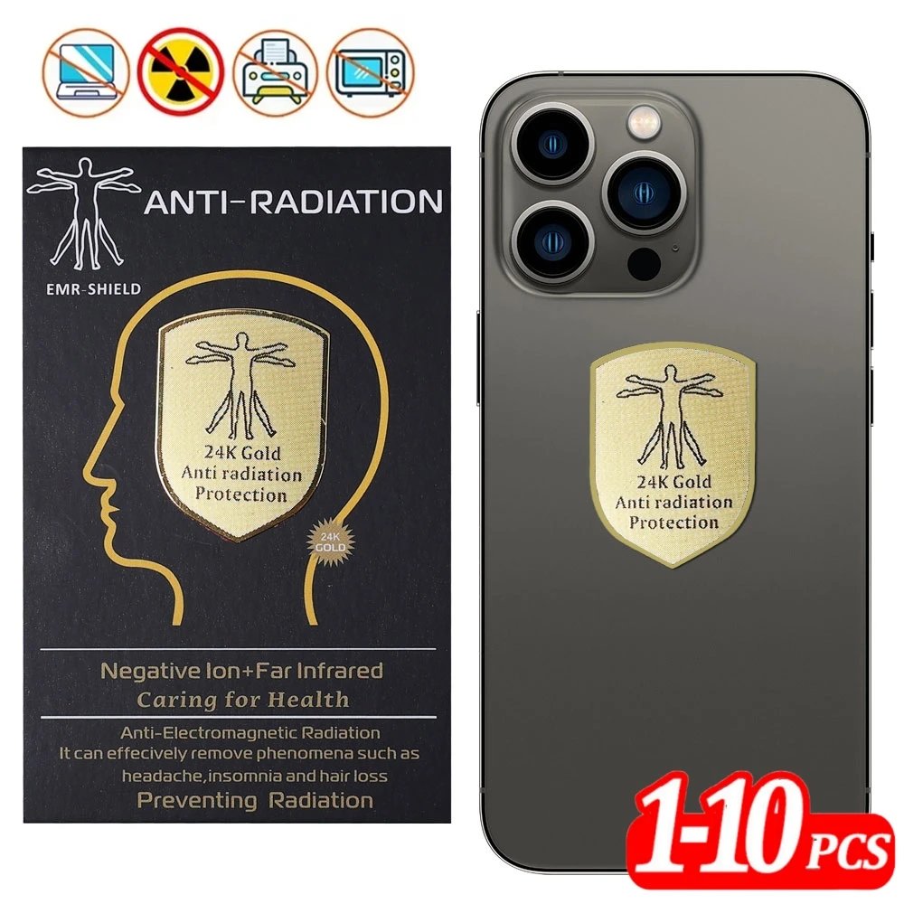 24k Gold Plating Ultra Thin Protector Sticker Mobile Phone Anti Radiation Laptop Easy Apply EMF Blocker For Phones Laptops PC