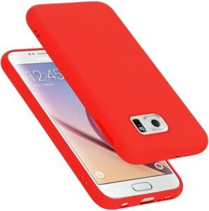Silicone case Compatible with Samsung Galaxy S6, Mobile Phone Cover for Galaxy S6- Impact-Resistant, Thin, Silky-Soft Touch Full-Body Protective Phone Case - Liquid RED
