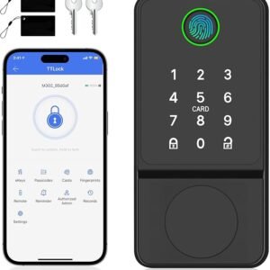 Smart Door Lock Keyless Entry with Fingerprint Touchscreen Keypad APP IC Card Key Type-C Charging Unlocking 6 In 1 Electric Biometric Digital Deadbolt for Front Doors Home Apartment Auto-Locking