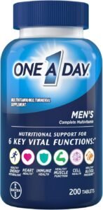 One A Day Men’s Multivitamin, Supplement Tablet with Vitamin A, C ,D, E and Zinc for Immune Health Support, Vitamin B12, Calcium