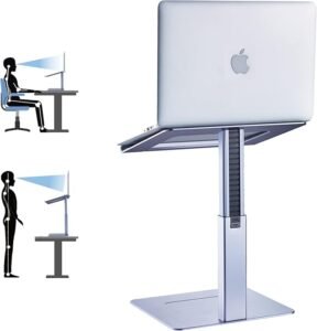 Adjustable Laptop Stand, Tall, Strong, Airflow, Suitable for 13.3-17.3 Inch Laptops, Lift Screen to Eye Level for Video Conferences