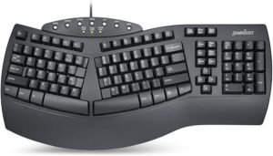 Perixx PERIBOARD-512B Wired Ergonomic USB Keyboard - Bulky 19.1x9.3x2 inches Split Design - Black - NDAA Compliant - US English
