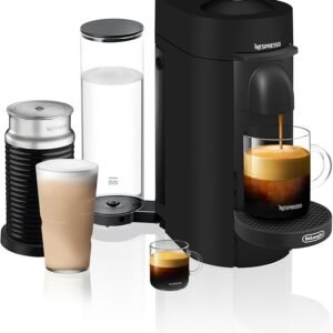 Nespresso VertuoPlus Coffee and Espresso Machine by De’Longhi with Milk Frother, Ink Black