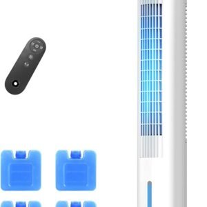 35 INCH Evaporative Air Cooler, 3-IN-1 Quiet Portable Air Conditioners with 3 Speed, 50W Energy Saving Oscillating Cooling Fan, 7H Smart Timer, Remote, Windowless Air Conditioner White