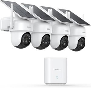 AOSU Security Cameras Outdoor Wireless, 4 Cam-Kit, No Subscription, Solar-Powered, Home Security Cameras System with 360°
