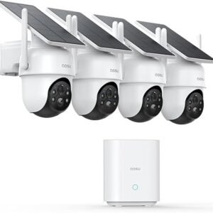 AOSU Security Cameras Outdoor Wireless, 4 Cam-Kit, No Subscription, Solar-Powered, Home Security Cameras System with 360°
