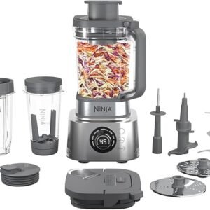 Ninja Blender & Food Processor Combo, Foodi Power Blender System for Smoothies, Bowls, Spreads & Shakes, 6 Functions, 72-oz Glass Pitcher, To-Go Cups, Silver, SS401