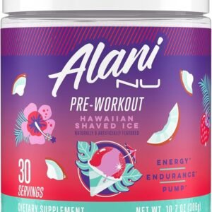 Alani Nu Pre Workout Powder Hawaiian Shaved ICE, Amino Energy Boost, Endurance Supplement, Sugar Free, 200mg Caffeine, L-Theanine, Beta-Alanine, L-Citrulline, 30 Servings