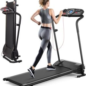 Electric Folding Treadmill, Portable Running Machine with LCD Display, 12 Preset Programs, Compact for Small Spaces