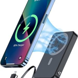 HUOTO Magnetic Power Bank,10000mAh Wireless Portable Charger USB C Cords Battery Pack Fast Charging for Phones, 22.5W PD Fast Charging Battery Pack for MagSafe for iPhone 15/14/13/12 Series