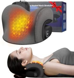Wireless Heated Neck Stretcher for Pain Relief, Portable Cordless Neck Shoulder Cervical Traction Device with Graphene Heating Pad No Smell Magnetic Therapy Case Relaxer for TMJ Migraine Spine Alignme