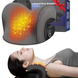 Wireless Heated Neck Stretcher for Pain Relief, Portable Cordless Neck Shoulder Cervical Traction Device with Graphene Heating Pad No Smell Magnetic Therapy Case Relaxer for TMJ Migraine Spine Alignme