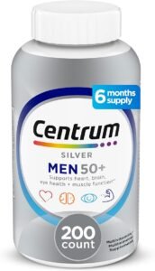 Centrum Silver Men's 50+ Multivitamin with Vitamin D3, B-Vitamins, Zinc for Memory and Cognition - 200 Tablets