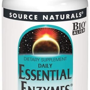 Source Naturals Essential Enzymes 500mg Bio-Aligned Multiple Supplement Herbal Defense for Digestion, Gas & Constipation Relief – Strong Immune System Support* – 120 Capsules