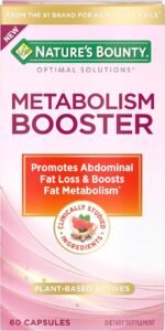 Nature's Bounty Optimal Solutions Metabolism Booster Supplement, Boosts Fat Metabolism, Promotes Abdominal Fat Loss, With Citrus Extracts and Black Ginger, 60 Capsules