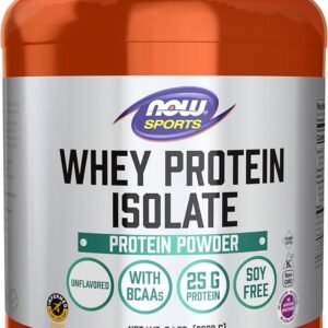NOW Foods Sports Nutrition, Whey Protein Isolate, 25 g With BCAAs, Unflavored Powder, 5-Pound