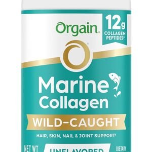 Orgain Wild-Caught Marine Collagen Peptides Powder for Women & Men, Hair, Skin, Nail & Joint Support Supplement, 12g Collagen Per Serving, Pescatarian & Paleo, Non-GMO, Unflavored, Type I & III, 8.5oz