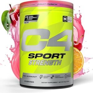 Cellucor C4 Sport Strength Pre Workout Powder – NSF Certified for Sport – Beta-Alanine, Creatine, 200mg Caffeine – Sugar Free Energy Supplement for Men & Women – Fruit Punch, 20 Servings