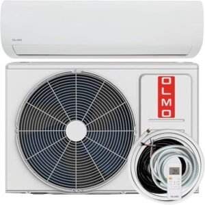 OLMO 9,000 BTU 115V Single Zone Wall Mount Ductless Mini Split Air Conditioner & Heat Pump – 16FT Installation Kit – R-410A Refrigerant Pre-Charged – Inverter Technology