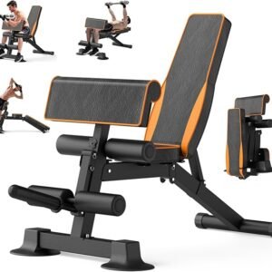 Adjustable Weight Bench, Multi-function Preacher Curl Bench for Home Gym, Foldable Leg Extension and Leg Curl Machine, weight capacity 660LBS.
