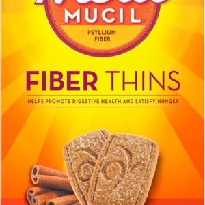 Metamucil Fiber Thins, Daily Fiber Supplement Snack, Psyllium Husk Powder, 5g Fiber per Serving, Supports Digestive Health and Satisfies Hunger, Cinnamon Spice Flavor, 12 Servings