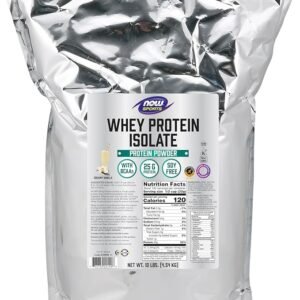 NOW Foods Sports Nutrition, Whey Protein Isolate, 25 g With BCAAs, Creamy Vanilla Powder, 10-Pound