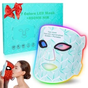 Red Light Therapy for Face, 7+1 Colors LED Face Mask Light Therapy with 850NM Near-infrared, Portable Rechargeable Red Light Therapy Mask Skin Care Device at Home and Travel for Anti-Aging