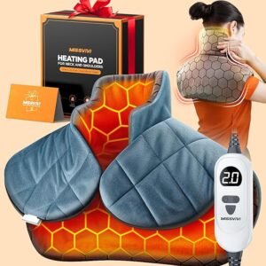 Graphene-Infused Weighted Heating Pad, Effective Pain Relief Instant Heating Pads for Neck and Shoulders and Back, Ergonomic Heated Wrap w/ 6 Heat Options 4 Auto Timer, Christmas Gifts for Women Men