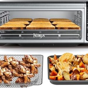 Ninja Digital Air Fry Countertop Oven, 8-in-1 Functionality, 1800W, Flip-Up Design, XL Capacity, Air Fry Basket, Wire Rack & Crumb Tray, Silver, SP101